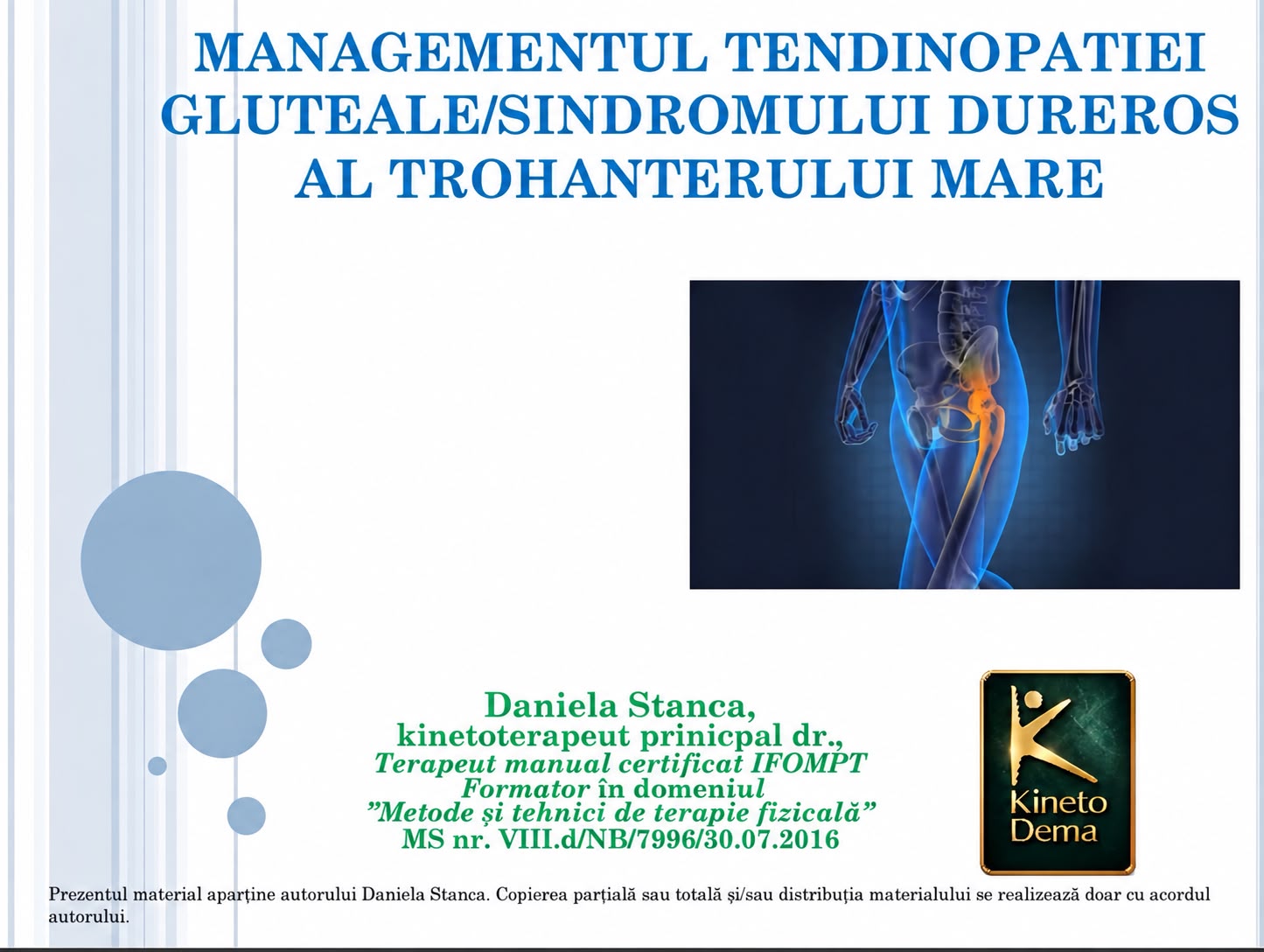Curs Managementul tendinopatiei gluteilor/Sindromului dureros al marelui trohanter